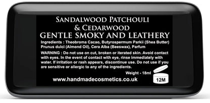 Sandalwood - Patchouli & Cedarwood Solid Cologne An intense woody fragrance