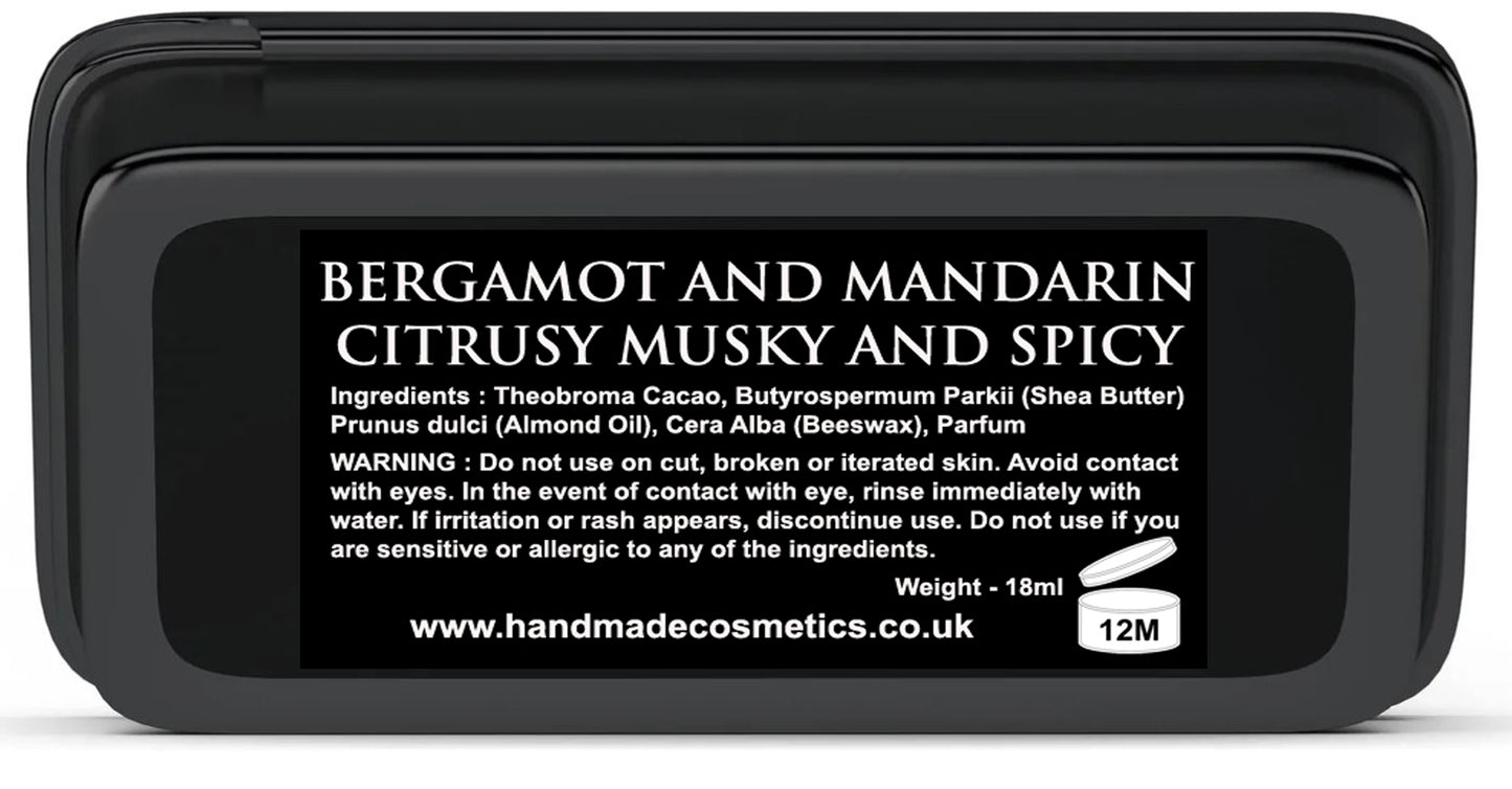 Bergamot and Mandarin Solid Cologne A cool unflappable fougere